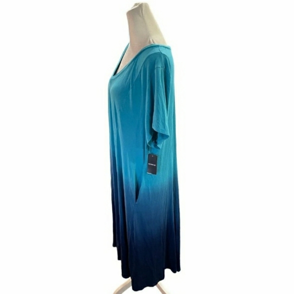 NWT Torrid Trapeze Dress Teal Dip Dye Super Soft Ombre Size 2 - Picture 5 of 6